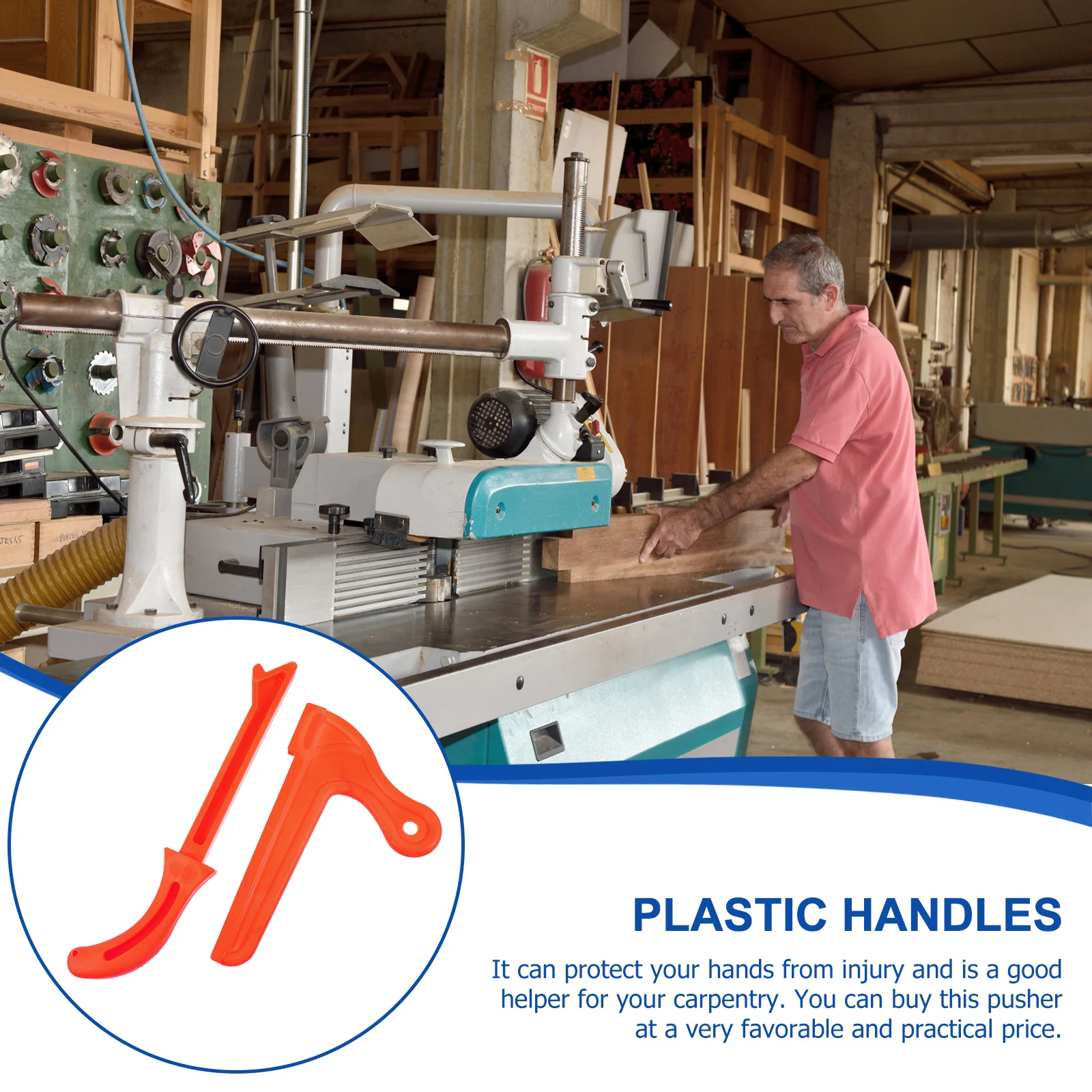 

2pcs Handles Push Block Durable Plastic Safety Plastic Handles Tool ange Portable Carpentry Aid Practical Handle