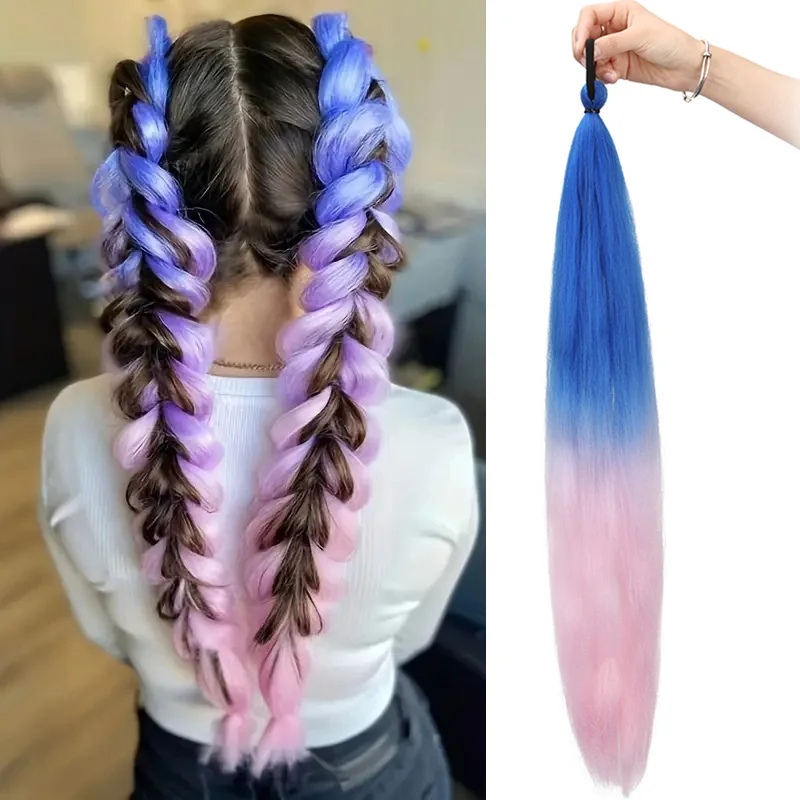 

26Inch Synthetic Ombre High Temperature Fiber Elastic Band Ponytail Hair Extension DIY Twist Braid Hair Accessories for Women