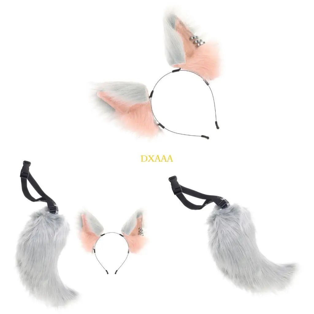 

DXAA 1/2pcs Animal Foxes Wolf Cats Ears Headband Faux Furs Foxes Tail Foxes Costume