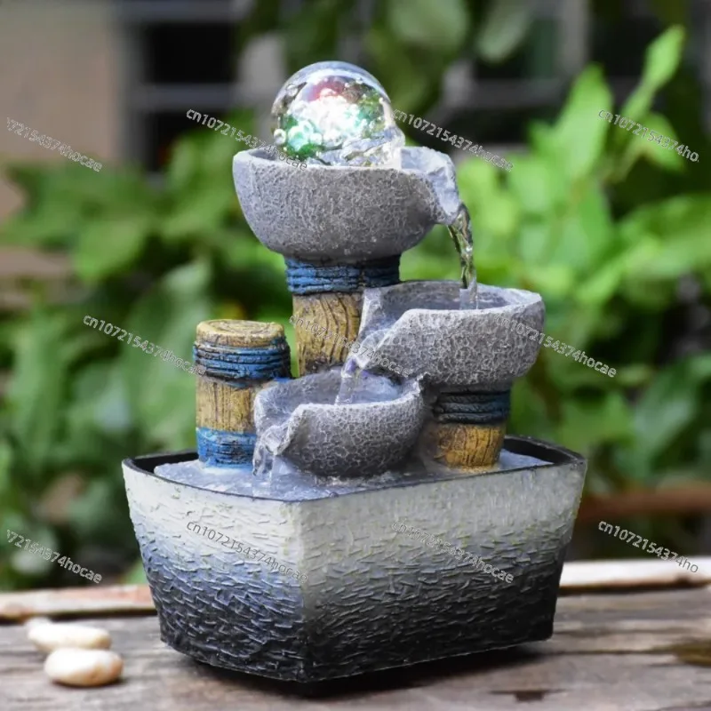 Feng Shui Wheel Circulation Flowing Water Generates Wealth Ornament  Desktop Creative Small Fountain Humidifier Decoration - view 3