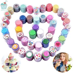 100Pcs Paper Cupcake Wrapper Colorful Rainbow Oilproof Muffin Cup Baking Boxes Cake Mold Birthday Party Pastry Tools