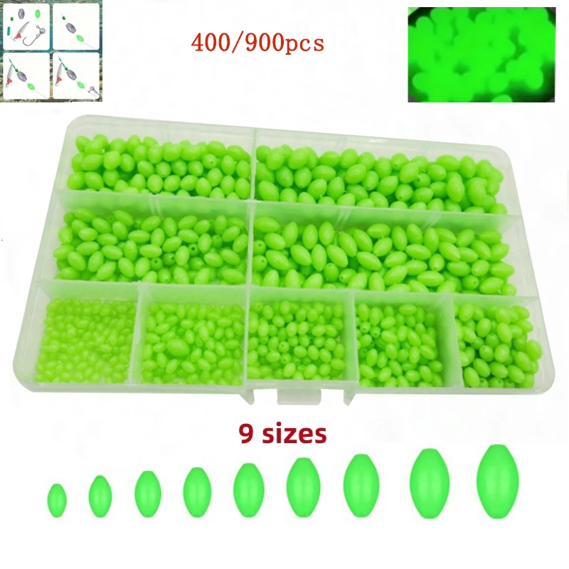 400/900 pièces perles appât Olive fluorescente veilleuse en plastique appât ensemble de perles avec