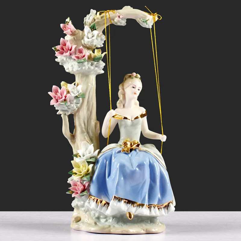 European ceramic handicrafts home decoration court swing Western women's living room