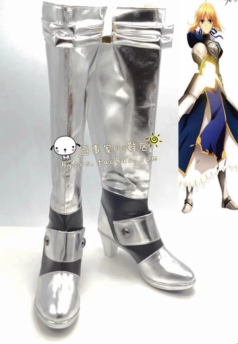 

Fate Stay Night Saber Altria Pendragon Alter Cosplay Costume Shoes Handmade Faux Leather Boots