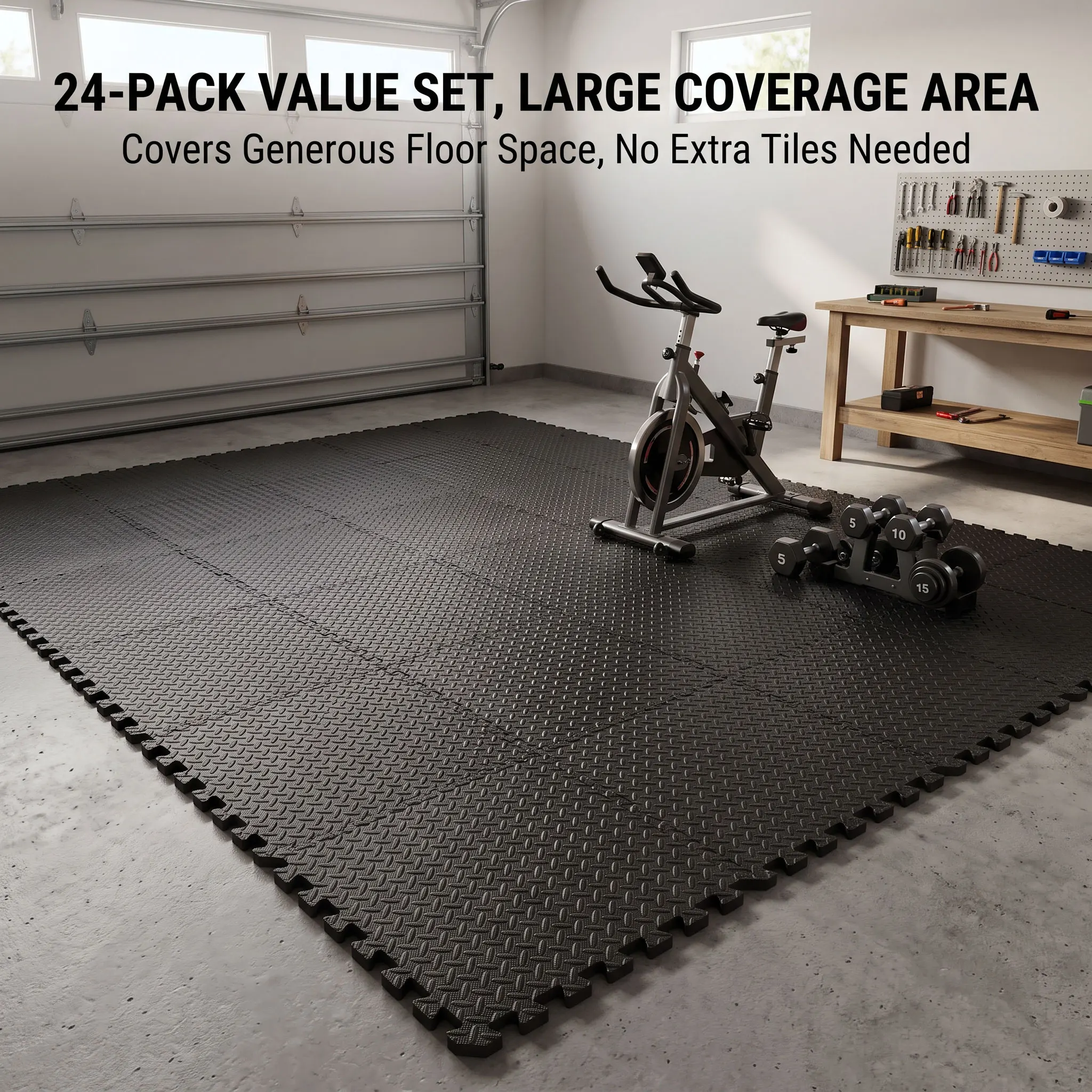Black Interlocking EVA Foam Puzzle Floor Tiles 12