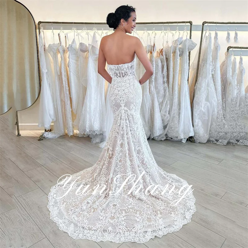 Yunshang Elegant Wedding Dress Women 2024 Mermaid Open Back Sweetheart Lace Applique Bridal Gowns Sweep Train Vestidos De Novia