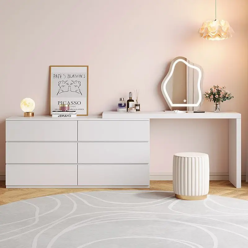 

Modern simple bedroom dresser chest cabinet integrated household small apartment retractable cream style makeup