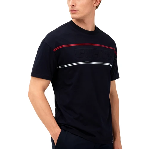 CHCH-Camiseta con estampado de letras a rayas para hombre, ropa de calle de tendencia, camisetas informales con cuello redondo, Tops para hombre