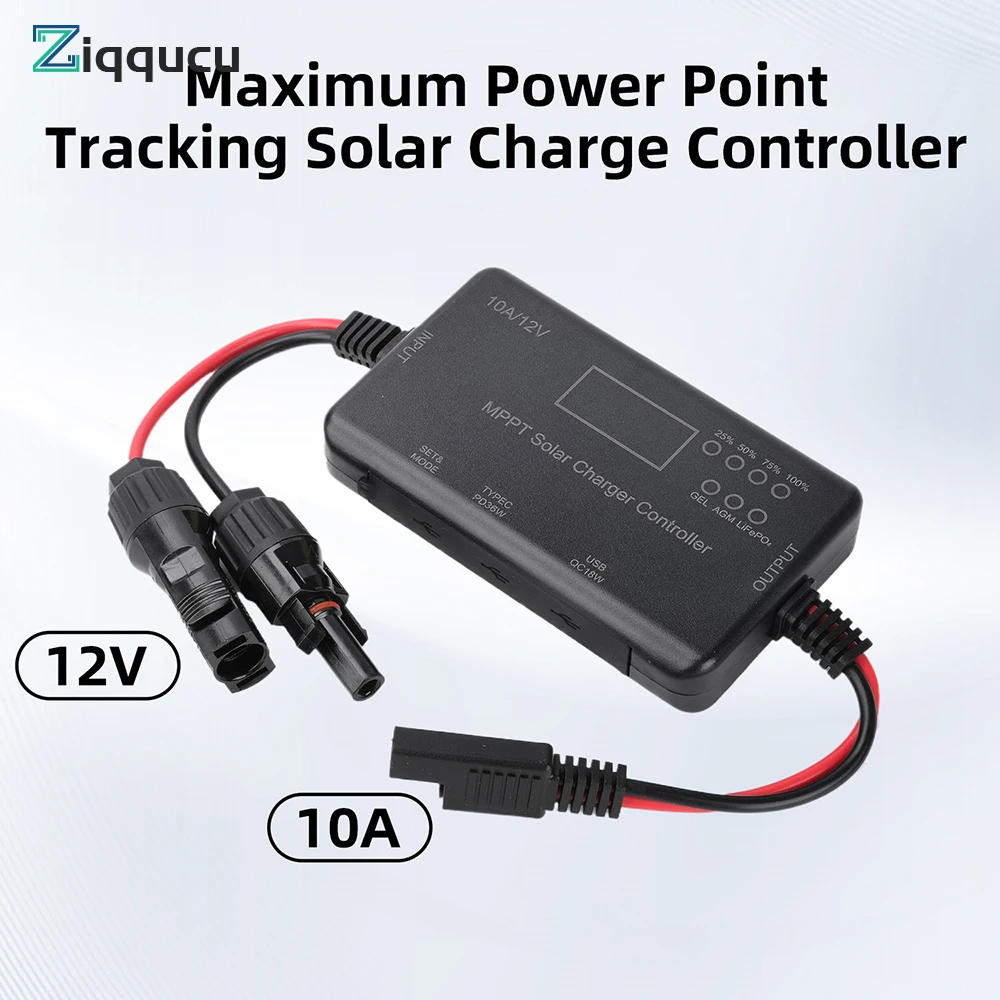 10A MPPT Solar Laderegler 12V – Mit 36W USB-C & 18W USB, LCD, Kompatibel Mit LiFePO4, AGM, Gel, Für Wohnmobil & Solarhütte