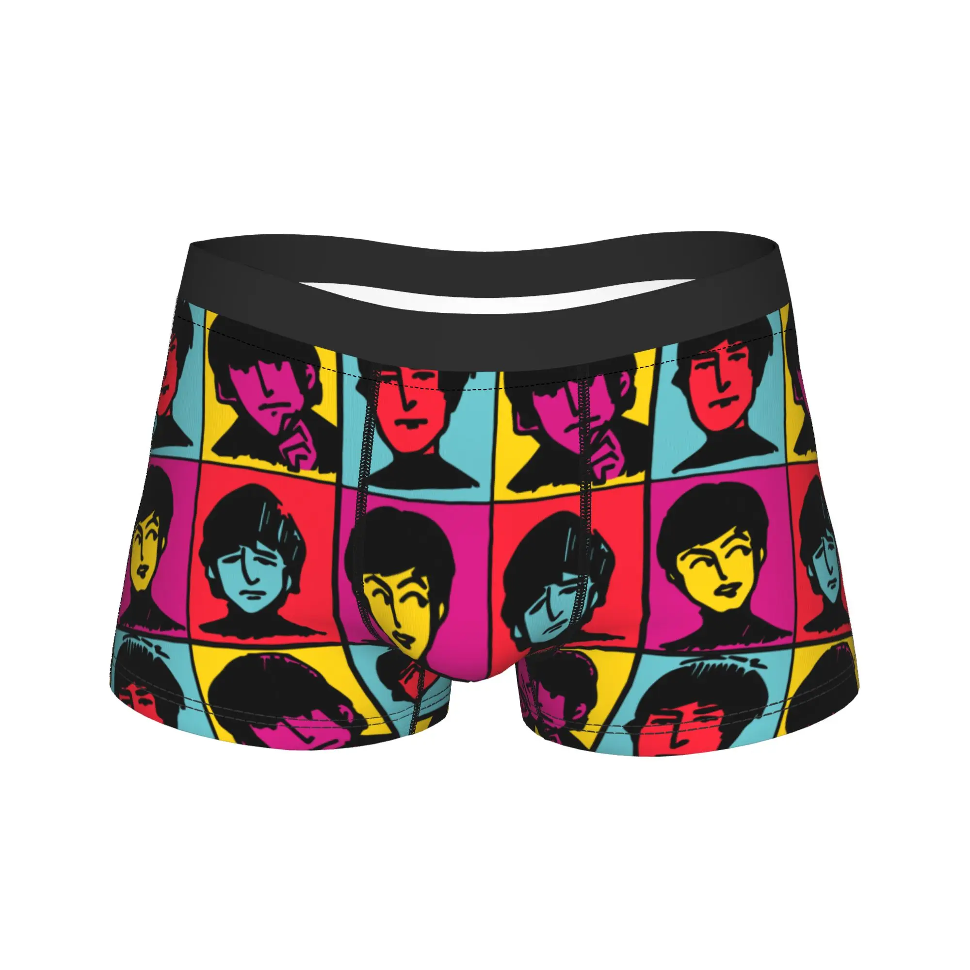 

Men's Beatled Underwear Novelty Boxer Briefs Shorts Panties Male Polyester Underpants S-XXL