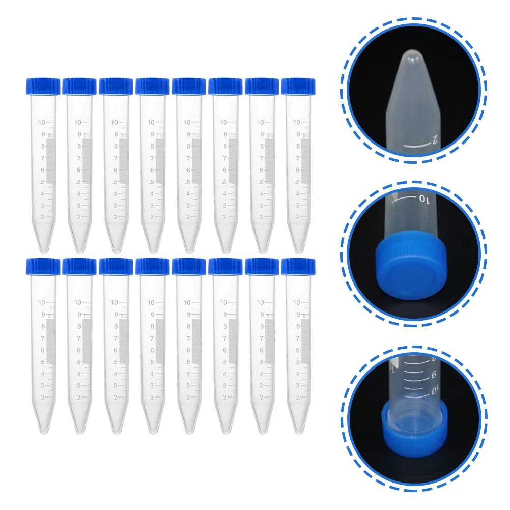 

30pcs Tubes 10Ml Test Tube Screw Caps Leak Proof Plastic Lab Storage Vials For Molecular Biology Chemistry Scientific