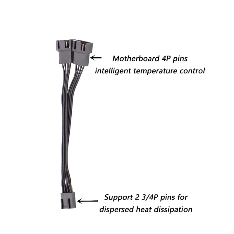 2Way 4Pin PWM Y Splitter Cable for Computer Fan 1 to 2 4Pins Connectors For PC Case Fan Extension Cable Computer Cooling Systems