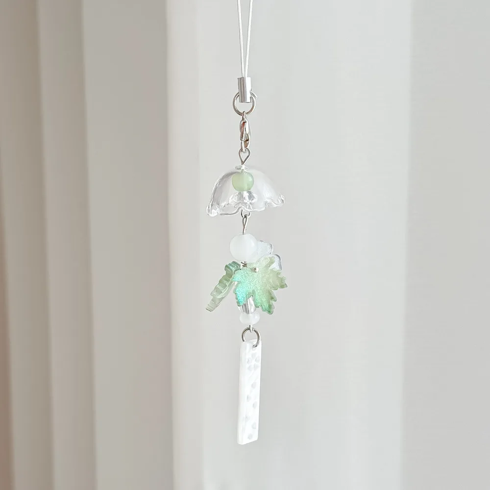 Maple Leaf Keychain Handmade Phone Chain Pendant Lanyard Bag Charm Elegant Wind Chime Keychain For Pencil Case Bag Phone