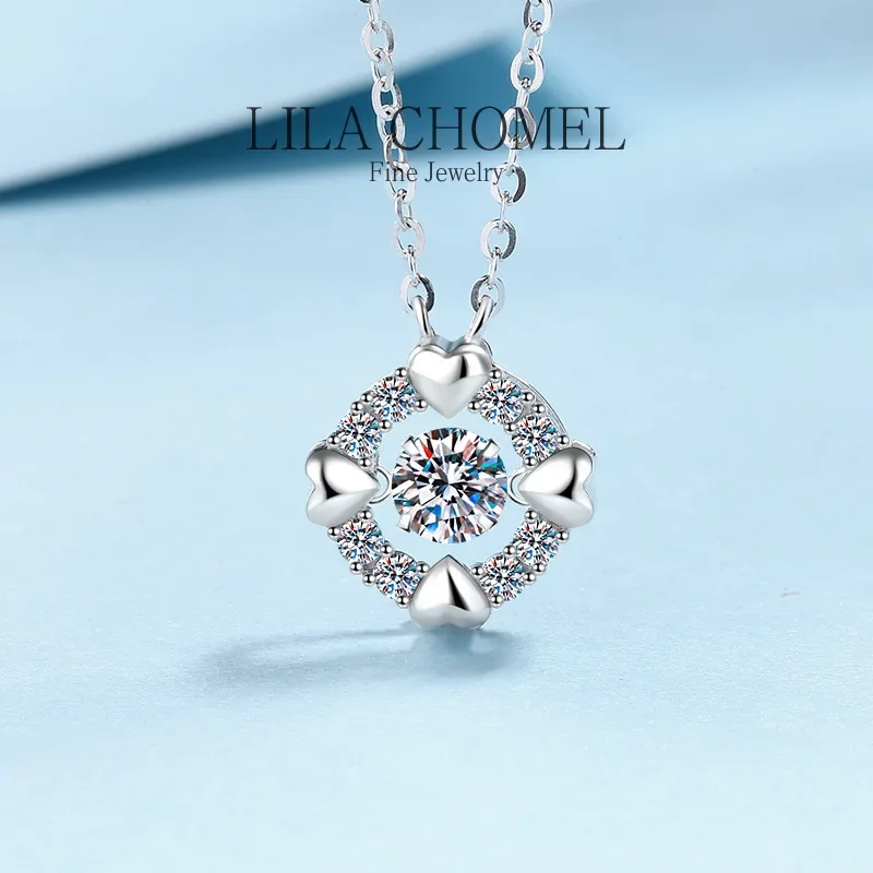 

Shiny Platinum PT950 Female Wedding Jewelry 0.5 Carat VVS D Color Moissanite Necklaces for Women Sparkling Lab Diamond Pendants