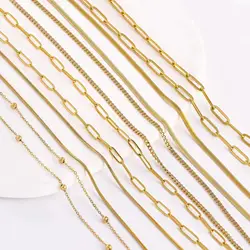 5Pcs/Lot Box/Cuban/Rope/Cable O Shape Chain Stainless Steel Link Choker Chain Non-fading Necklace diy Jewelry Making Accessories