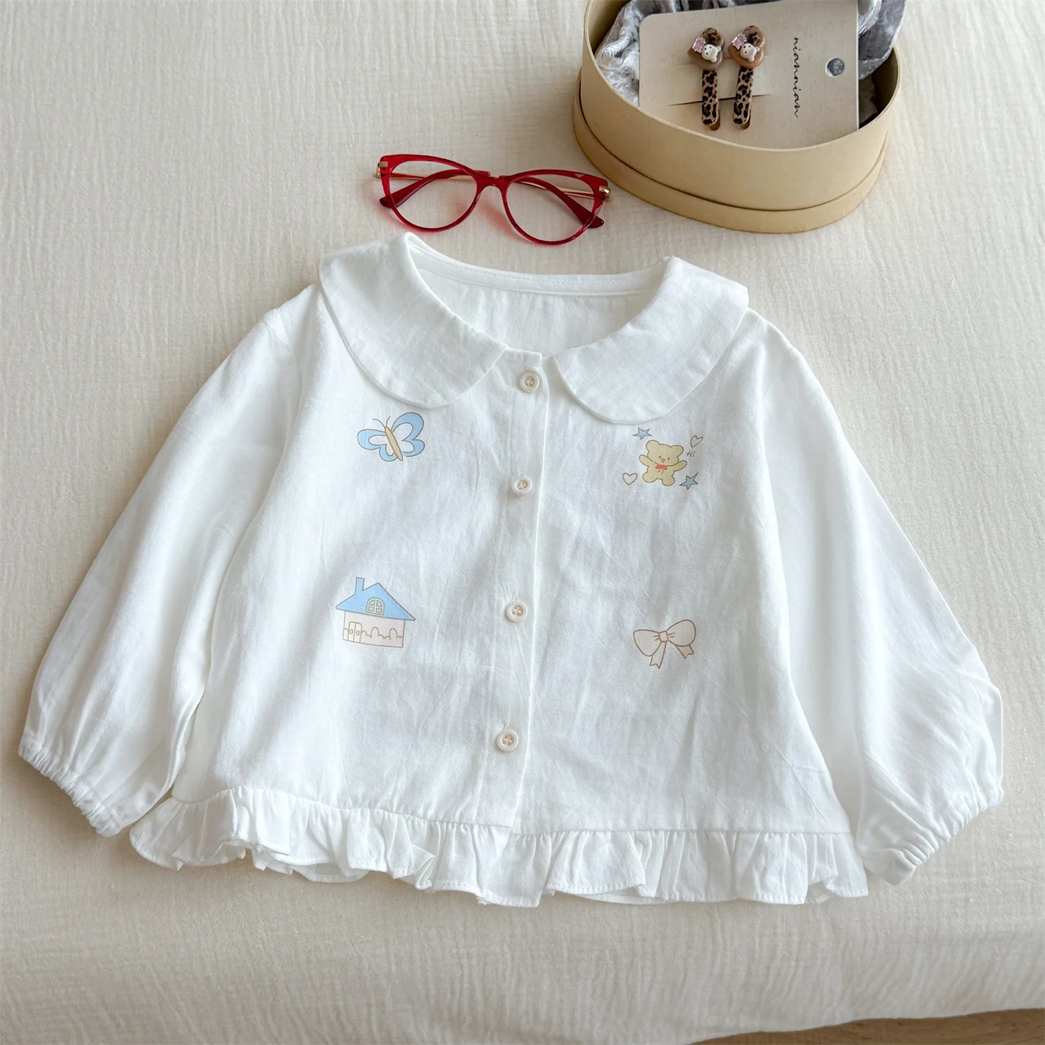 

Baby Shirt Cartoon Printed Top Grils Children Sweet Cute Spring Autumn Long Sleeves Long Sleeves All-matching korean
