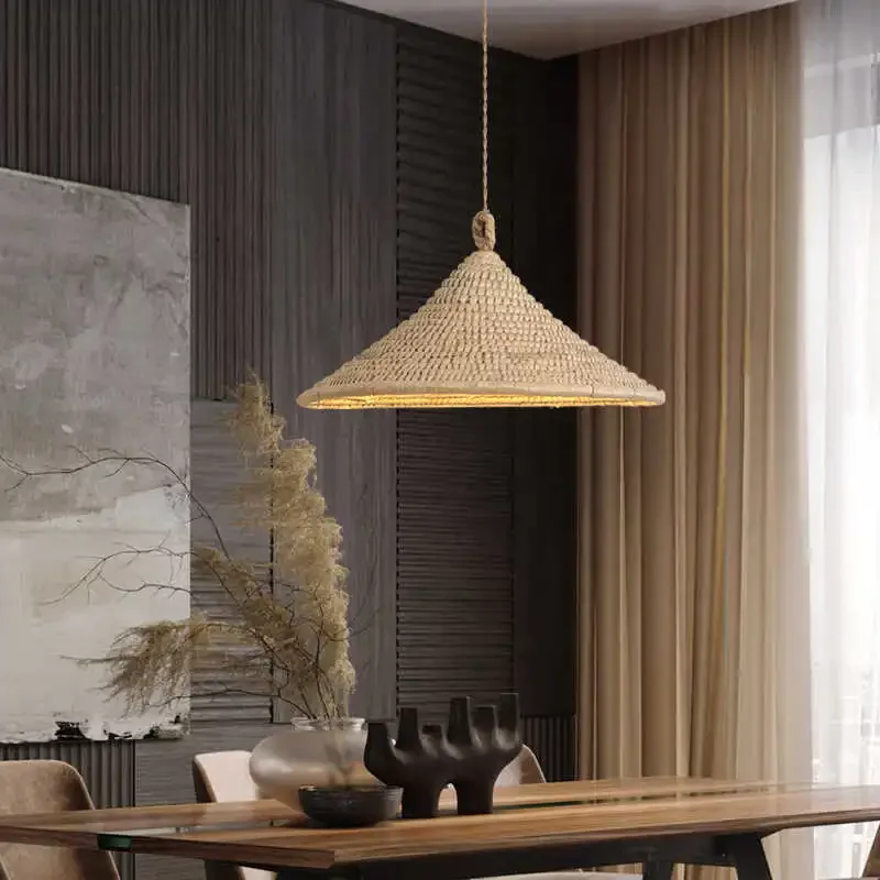 手織りのパーソナライズされたクリエイティブなレストランシャンデリア、ダイニングルームの天井ペンダントライト、吊り下げランプ、LED室内照明