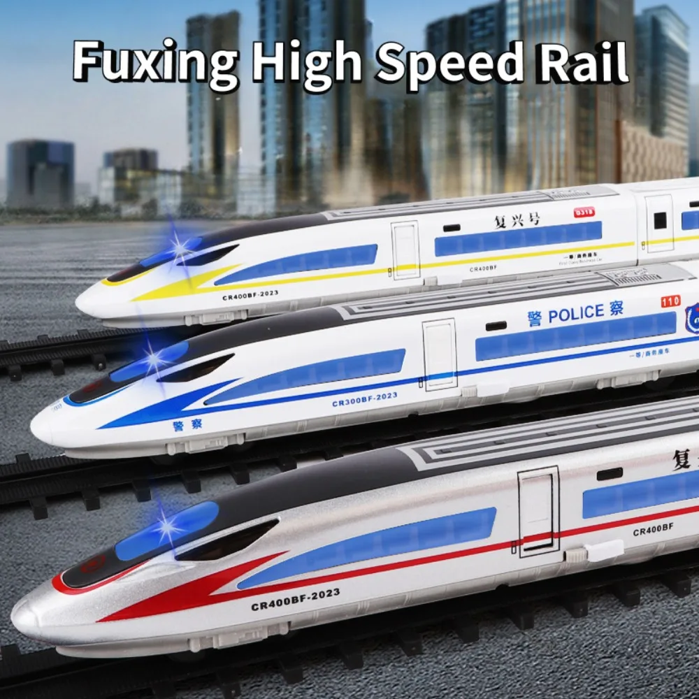 1:60 Electric Alloy Fuxing High Speed Rail Miniature Model Car Remote Control Toys Diecast Door Opened Sound Light Kids Toy Gift