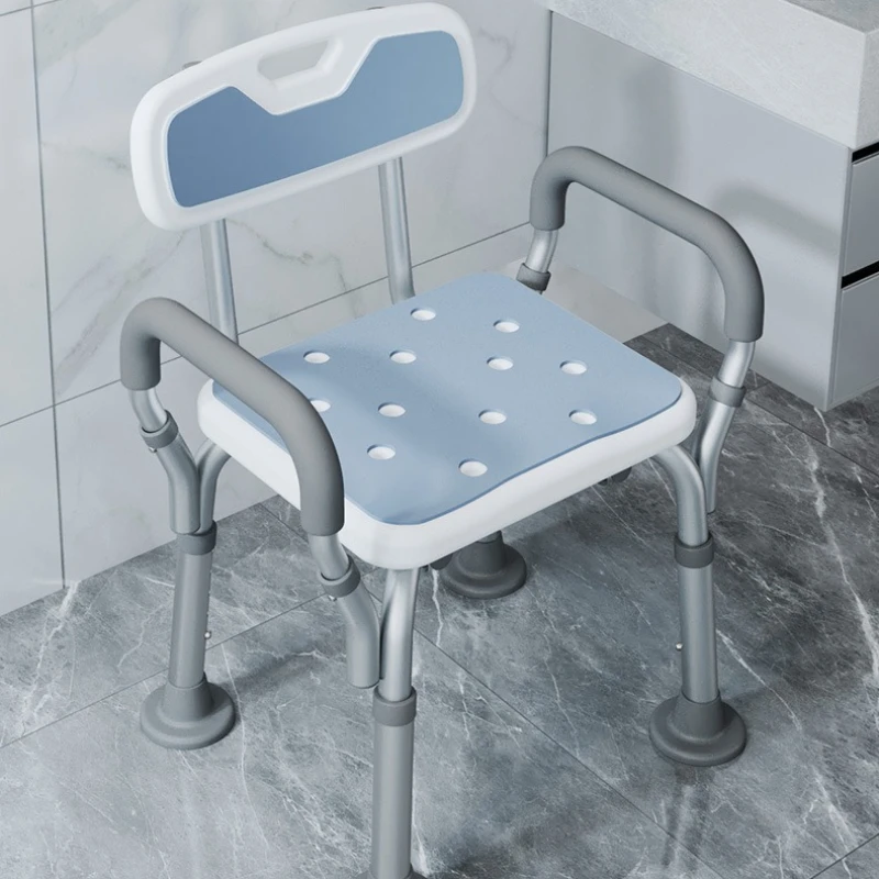 Anti Slip Footpads Shower Chair With Armrests And Backrest No Tool Assembly Bath Seat Bathing Aids For Elderly Pregnant Bathroom