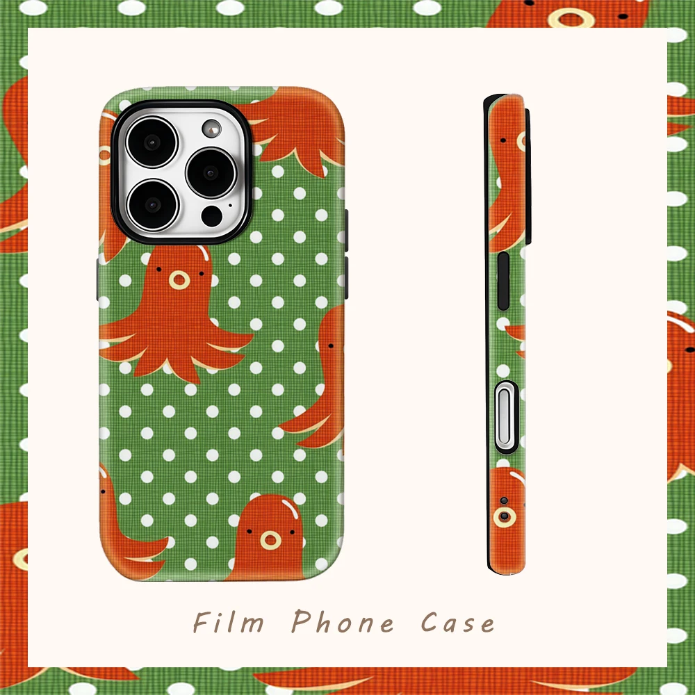 Polka – Dot Octopus Fun Handyhülle für iPhone 17AIR 16E 16 15 14 13 12 11 17 Pro Max Plus Doppelschichtige Rückseite