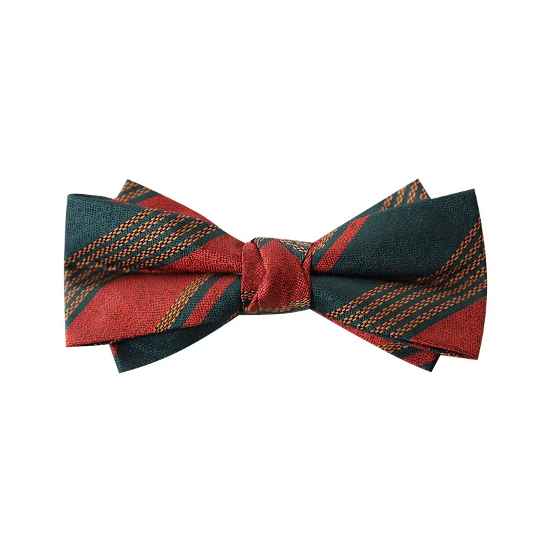 Nministériels d Papillon à Rayures Rouges et Brunes pour Adulte, Gentleman, Marié, ixde Mariage, Banquet, Style Coréen, Nouveauté