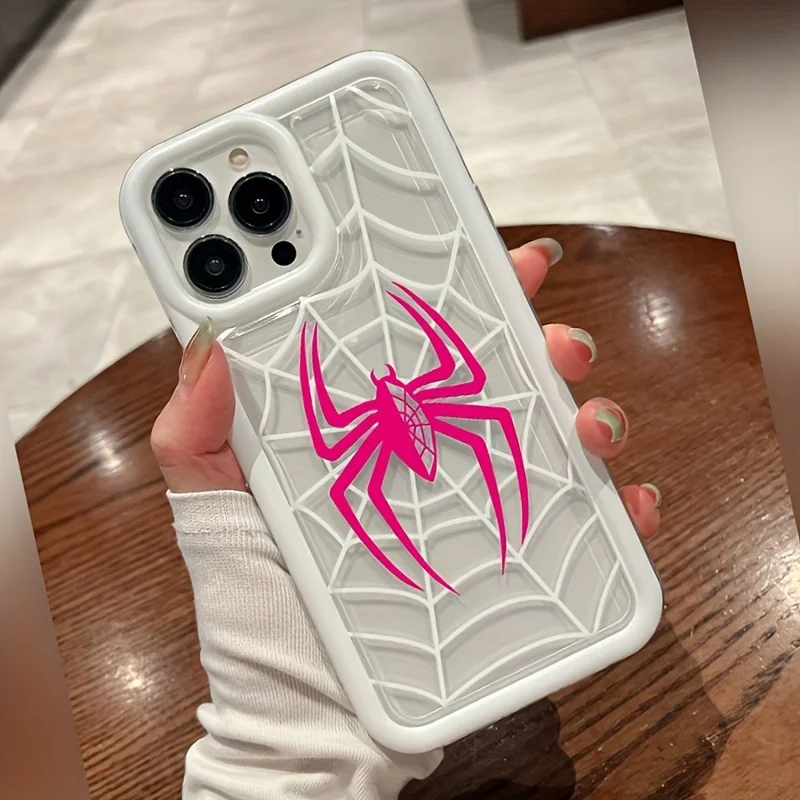 Pink Spider graphic phone case for iPhone 16 15 14 13 12 11 x XR Xs SE2 SE 8 7 plus pro Max mini silicone back cover