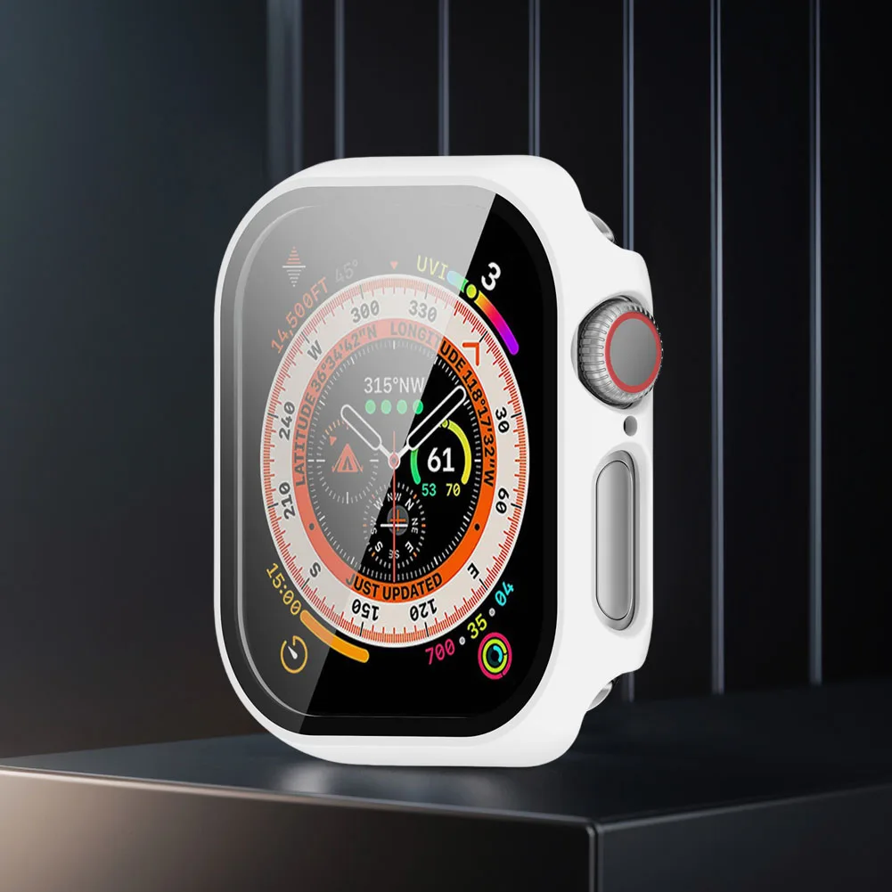 Tempered Glass PC Cover Anti-Fall Watch Screen Protector Anti-Scratch Full Coverage Frame for Apple Watch Series 10 42MM/46MM