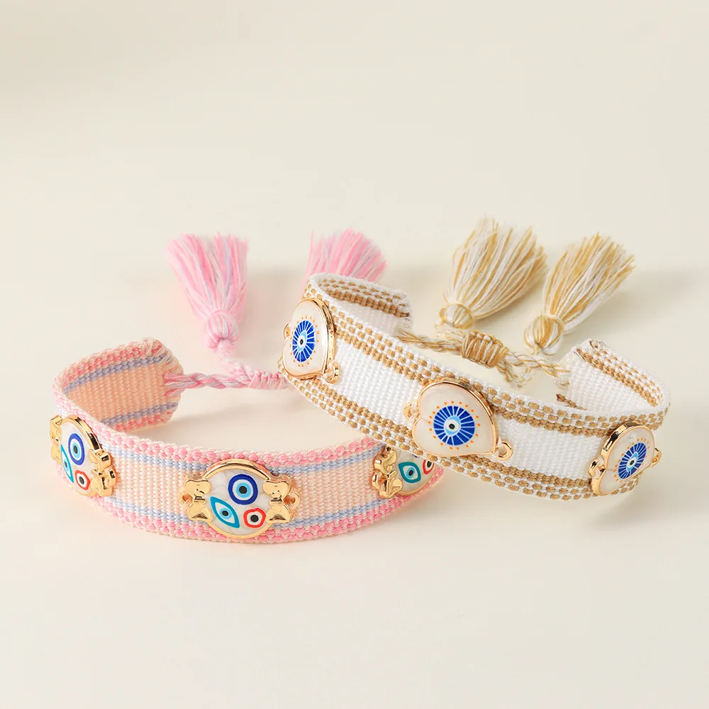 

Handmade Evil Eye Knot Bracelets Tassel Woven Adjustable Bracelets Gifts for Adults Friends