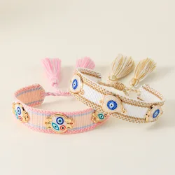 Handmade Evil Eye Knot Bracelets Tassel Woven Adjustable Bracelets Gifts for Adults Friends