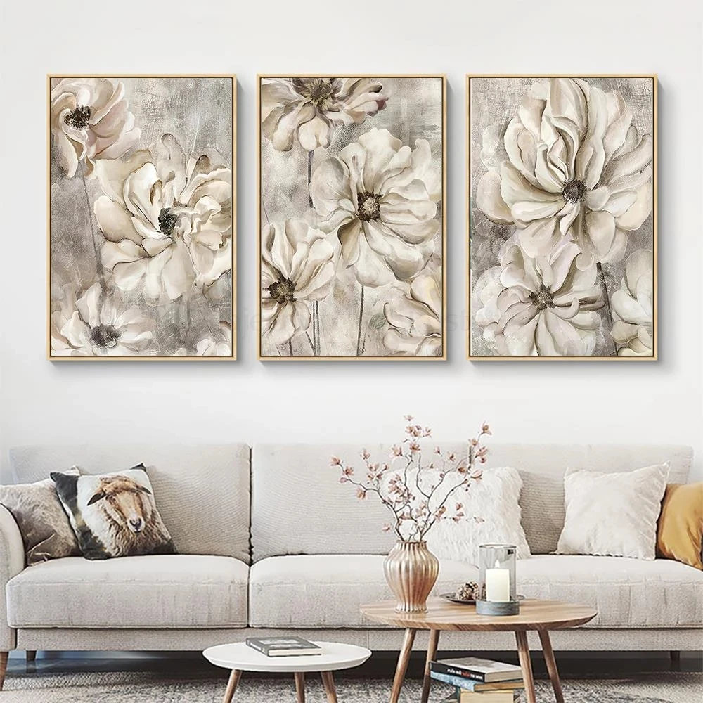 Modern Kapok White Flower Canvas Paintings Nordic Style Prints and Poster Wall Art Pictures for Living Room Home Decor No Frame