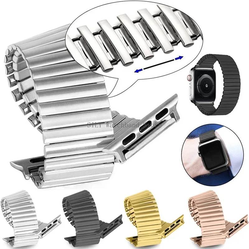 für Apple Watch Serie 8 7 6 5 4 3 Metall-Smartwatch-Band für iWatch 40 mm 44/42 mm 45/49 mm elastische Armbandbänder aus Edelstahl