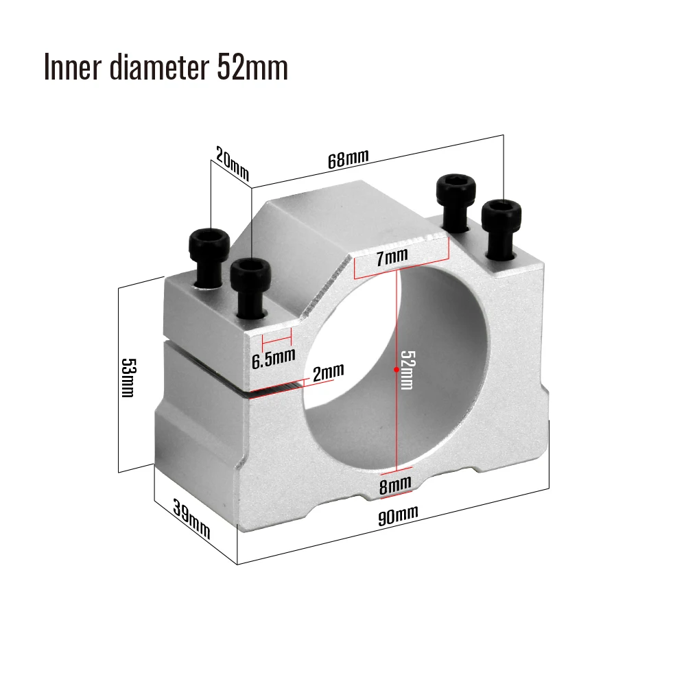 Abrazadera de husillo de aluminio de 52mm, 56mm, 65mm y 80mm, soporte de Motor para máquina enrutadora de grabado CNC, conector de diámetro