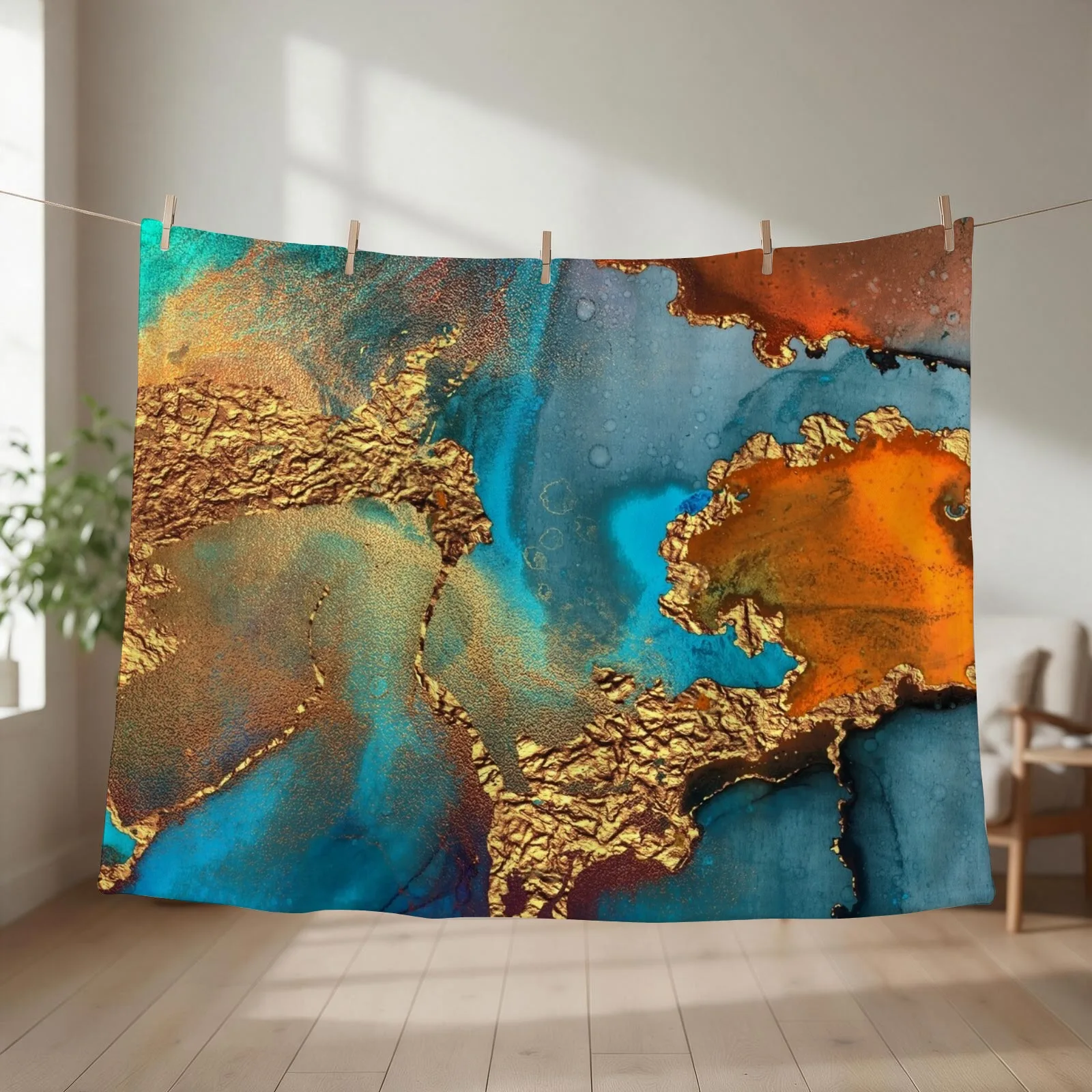 glamorous gold ink autumn texture Throw Blanket Fashion Sofas Luxury Designer Vintage christmas decoration Blankets
