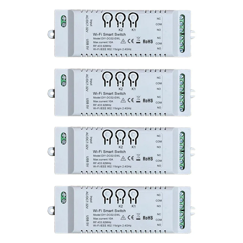 AS95-4X 2CH Wi-Fi умный переключатель DIY таймер Ewelink 7-32 В 2,4G Wi-Fi + RF433 + BT модуль домашней автоматизации для Alexa Google Home IFTT