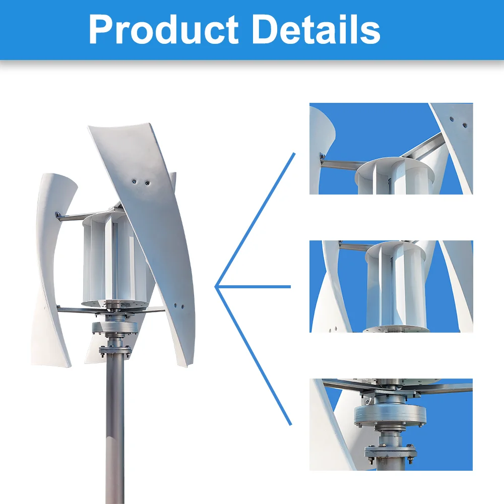 5000W VAWT Windmill Vertical Axis Residential Wind Turbine 24V 48V Wind Power Generator Electric Generator With MPPT Charger