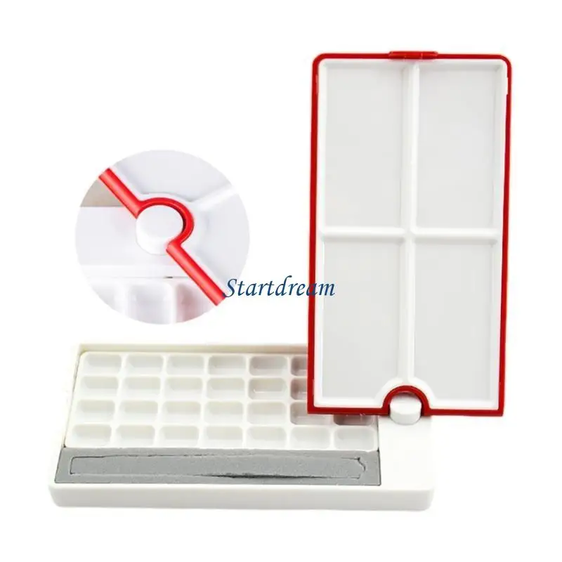 علبة لوحة تدوير ألوان مائية نصف مقالي علبة طلاء لوحة ألوان مائية فارغة للفنانين K92C #2