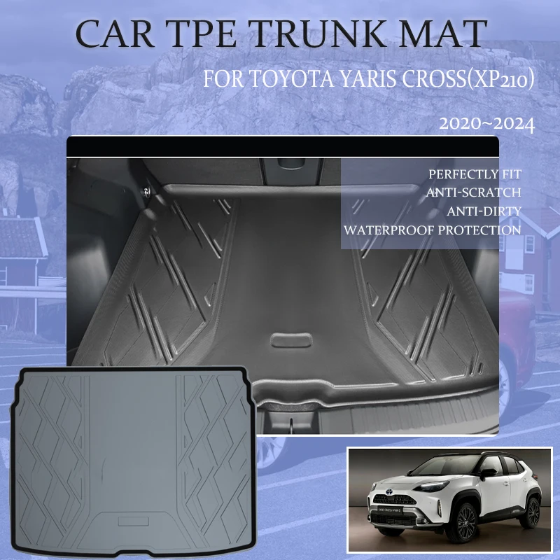 Car Trunk Storage Pads For Toyota Yaris Cross XP210 2020~2024 Waterproof Car Boot Carpets Back Seat Covers Muds Auto Accessories