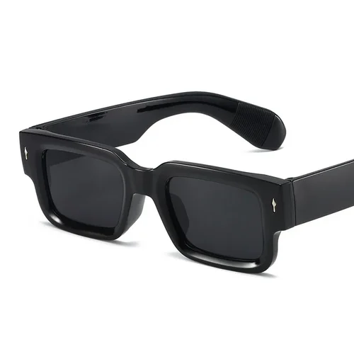 Imagen 1 del producto Gafas de sol clásicas con remaches cuadrados, diseño rectangular retro punk, tonos UV400 para hombres y mujeres, gafas de moda de alta gama