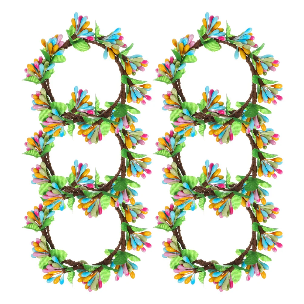 

6 Pcs Easter Ring Christmas Pillar Rings Wreath LED Pip Berries Are Made of Stone Powder