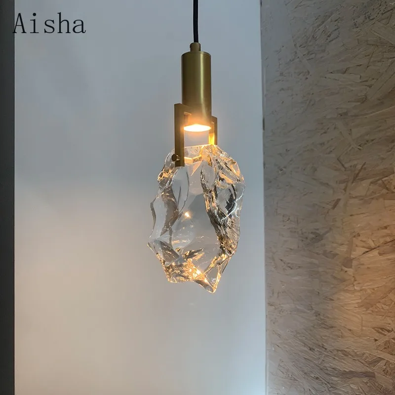 

Light Luxury copper Crystal Pendant Light Creative Designer Villa Model Room Bedside Dining Room Hanging Lamp for Home