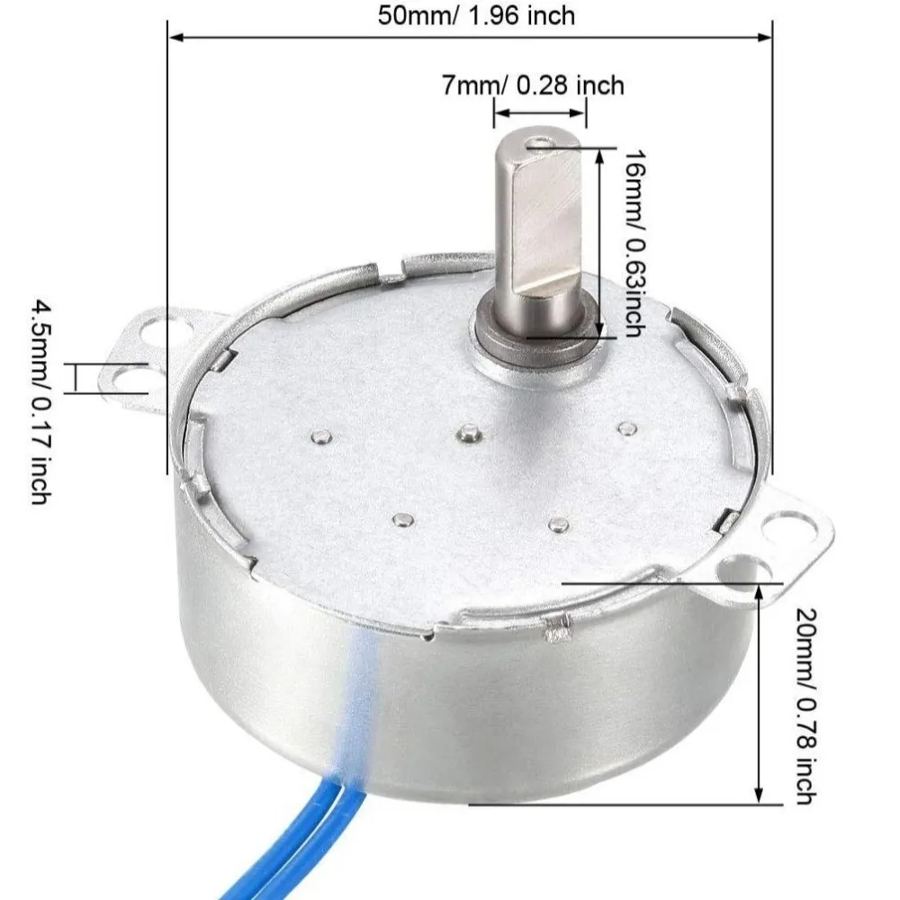 100-127V AC Synchronous Geared Motor 50/60Hz 10-12RPM AC Electric Motor CCW/CW Rotation Ty-50b Model CCW/CW Geared Motor For Fan