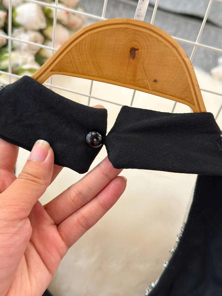 Foamlina وصول جديد فاخر الماس مزين الرسن اللباس المرأة عارية الذراعين انقطاع Ruched البسيطة حزب رداء