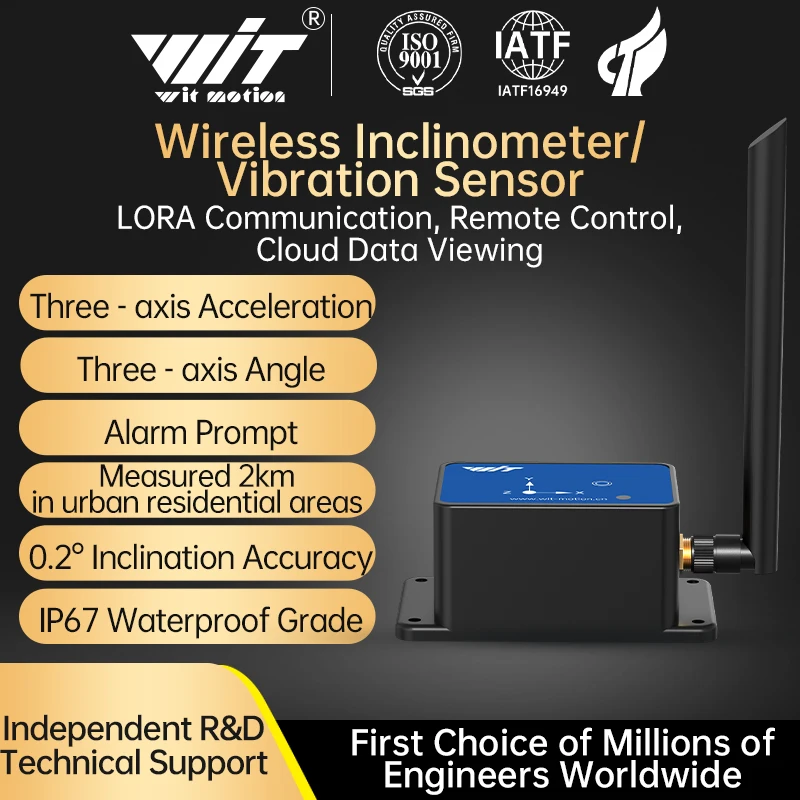 WitMotion WT303IOT-LORA- A9 Wireless Tilt/Vibration Alarm Angle Acceleration Sensor Remote Monitoring Anywhere, Anywhere for 5 Y