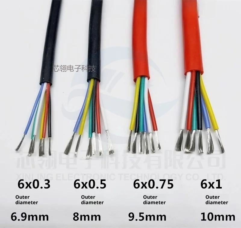 1 meter Ultra soft silicone wire, high-temperature cable sheath wire, 200 degrees 2/3/4/5 core high temperature resistant