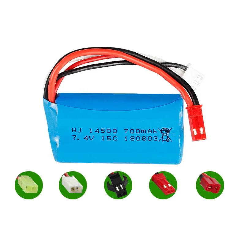 7.4V 700mah 14500 akumulator do FT007 zdalnie sterowana łódka RC zabawki motorówka do Syma F1 FX059 zdalnie sterowanego samolotu 2s 7.4v bateria LIPO