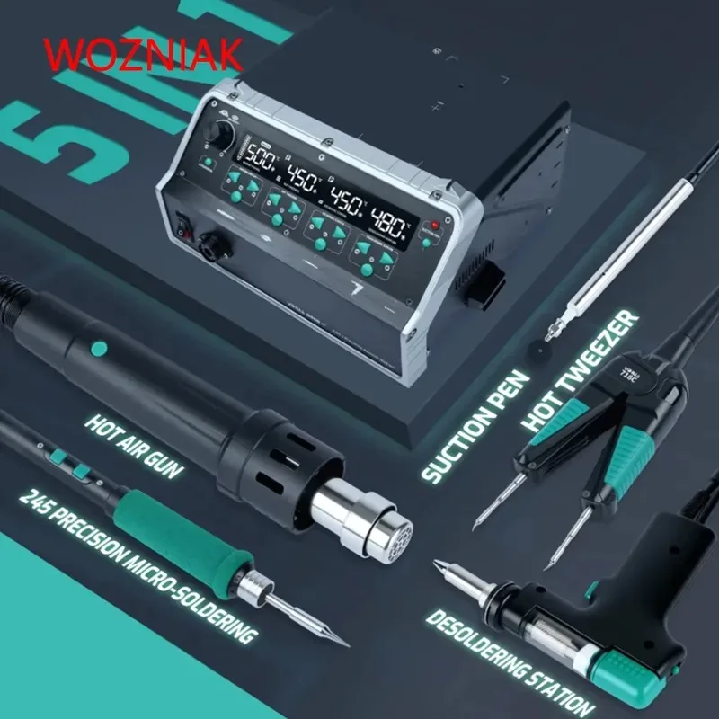 YIHUA 948D-IV 5-in-1 Soldering Station Digital Desoldering Rework Station Hot Tweezer Vacuum Suction Tin C245 Iron SMD