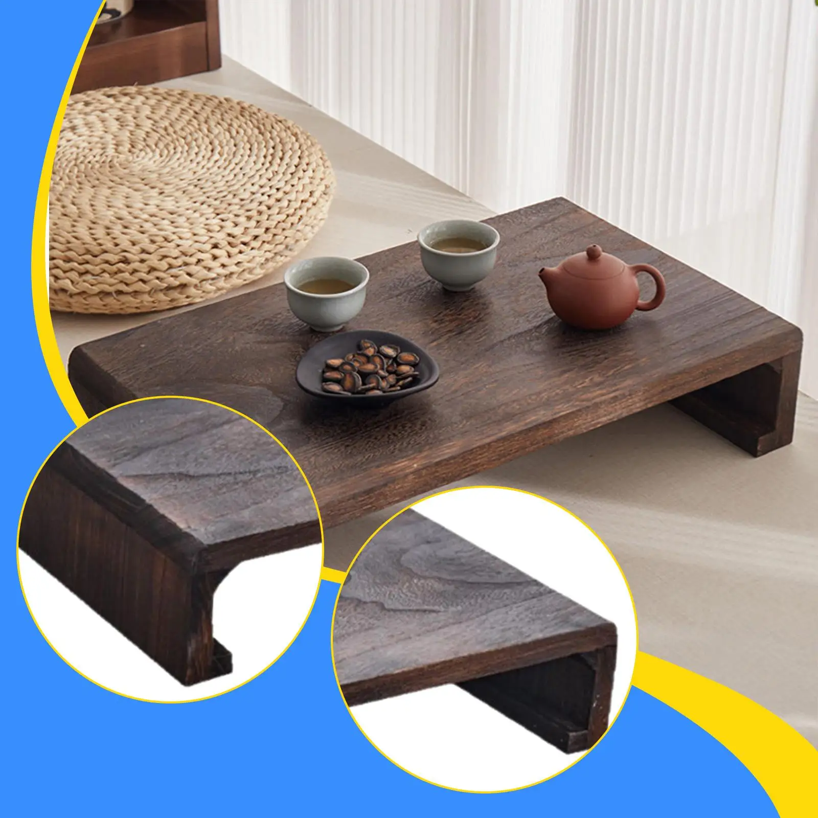 

Wooden Low Stool Versatile Bed Table Small Ottoman for Household Desk Tatami
