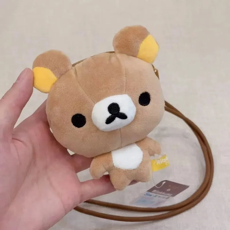 

15cm Rilakkuma Mini Plush Coin Purse Head Shaped Crossbody Bag Portable Card Holder Cute Stuffed Toy Bag Pendant Decoration Gift