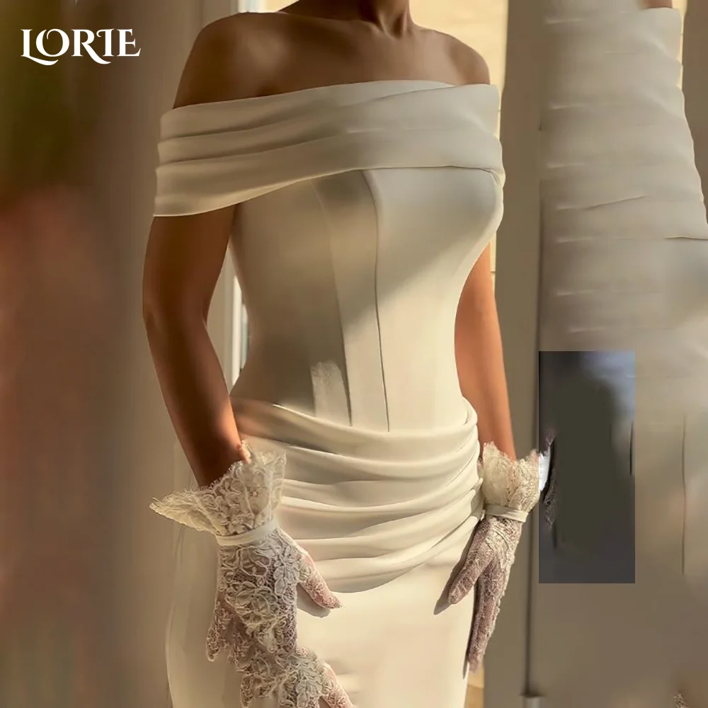 

LORIE V Corset Wedding Dresses Ruched A-Line Square Neck Button Evening Dress Elegant Ivory Train Backless Party Gown Customized