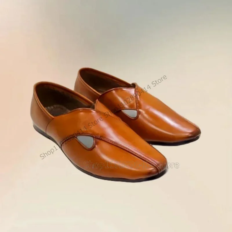 

Brown Hollow Design Matte Leather Penny Loafers Fashion Slip On Men Shoes Luxury Handmade Party Feast Outdoors Men Casual Shoes